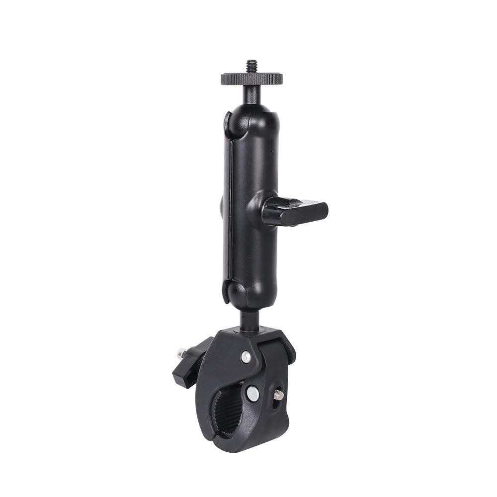 Action Camera Handlebar Bracket, Cycling Navigation Double-Head Clamp Bracket, Universal Ball Head Motorcycle Mobile Phone Holder