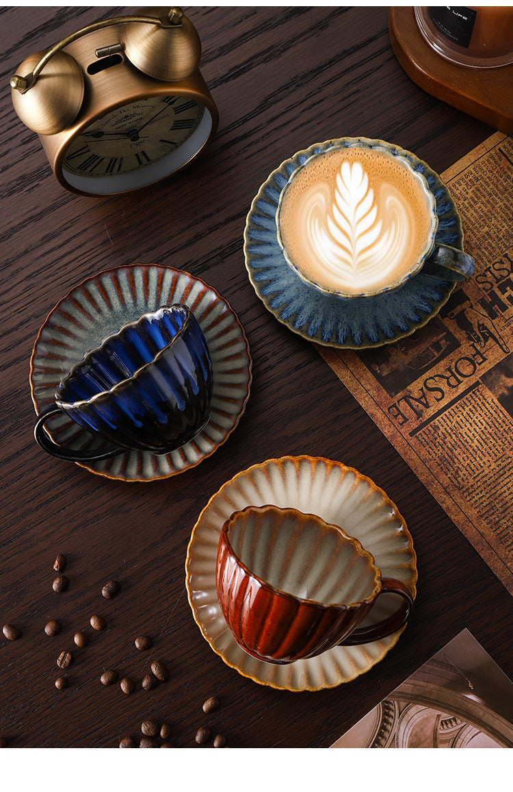 Retro High-grade Sense Striped Kiln Change Ceramic Cup Hotel Home Office Milk Coffee Cup Afternoon Tea Drinking Cup