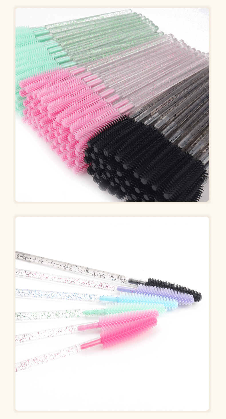 Wholesale foreign trade crystal rod silicone eyelash brush eyebrow brush color eyelash comb disposable eyelash combing tool