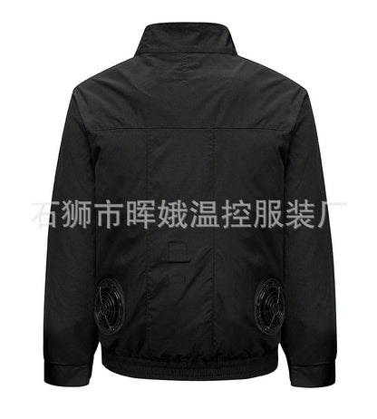 Cross-Border New Smart Air-Conditioned Clothing Porous Fan Stand Collar Workwear Outdoor Work Uniform Labor Protection Duty Fan Clothing