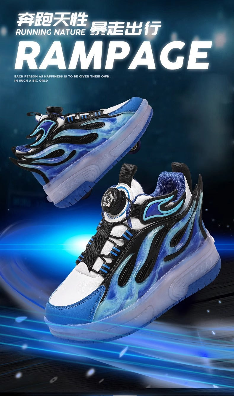 Children's Heelys Shoes, Retractable and Lighted, Boys' Flying Shoes with Wheels, Primary School Students' Roller Skate Shoes