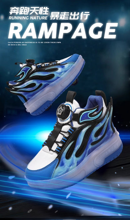Children's Heelys Shoes, Retractable and Lighted, Boys' Flying Shoes with Wheels, Primary School Students' Roller Skate Shoes