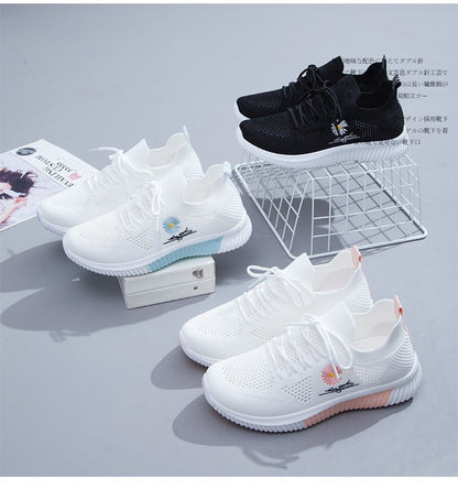 Mesh Shoes Women's Shoes 2023 New Autumn Breathable sneaker Women's Mesh Casual White Shoes Casual Slip-on
