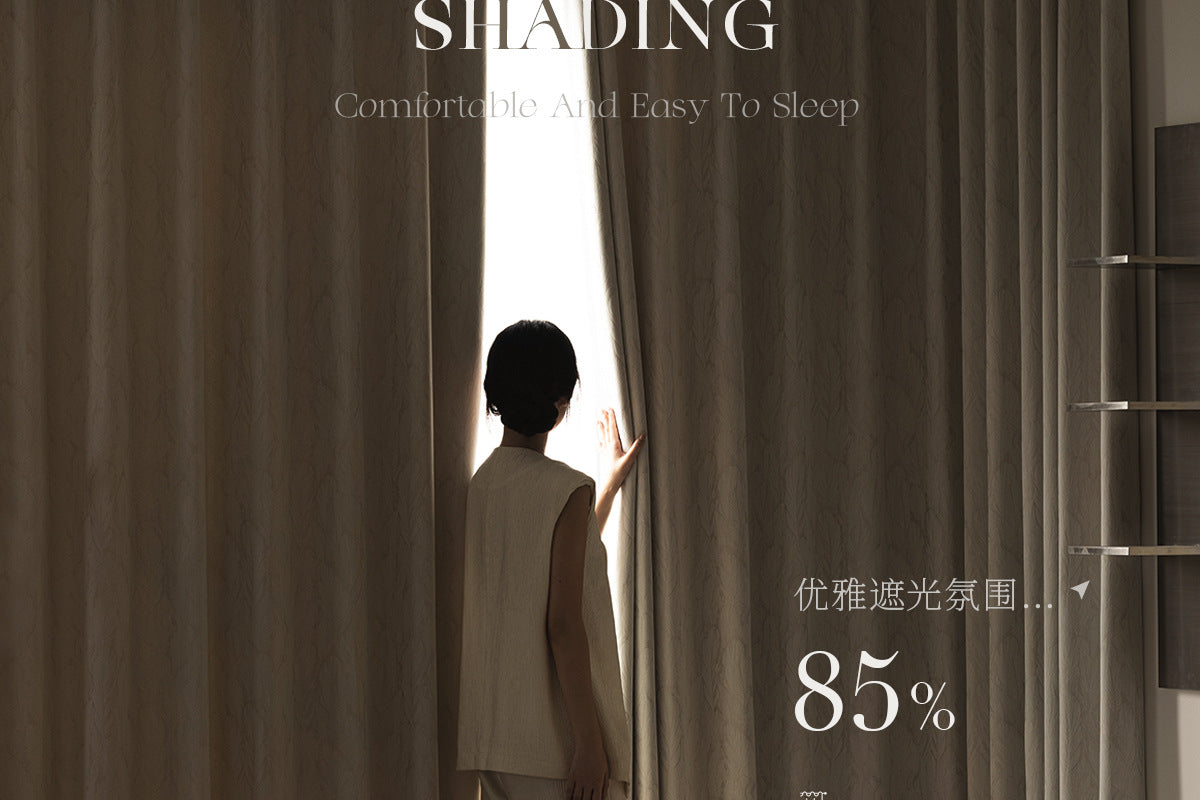 Cream Style Jacquard Curtain for Bedroom Premium Chenille Shading Living Room Bedroom French Light Luxury Shaoxing Curtain