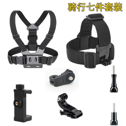 Head-mounted mobile phone fixed bracket riding first-person perspective shooting bracket sports camera motorcycle riding chest strap