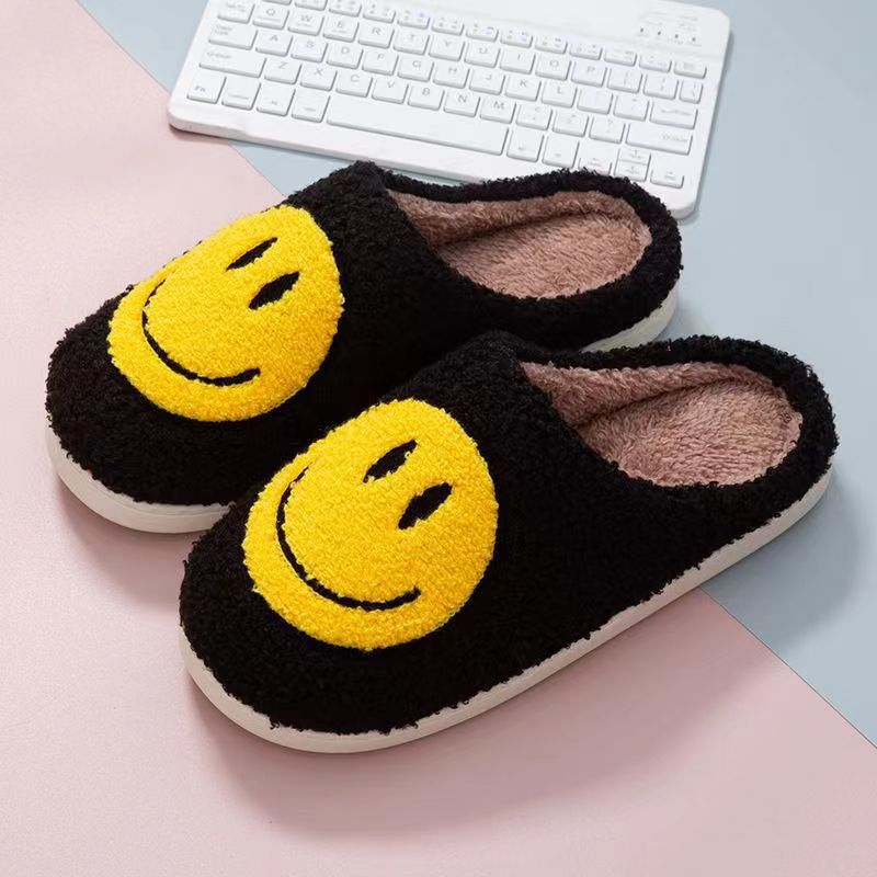New Cross-Border Winter Smiling Face Cotton Slippers for Children Wholesale Home Couple Indoor Warm Slippers Winter Women
