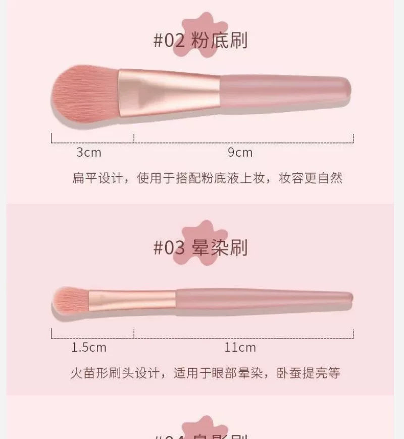 Morandi 8-Piece Beginner Makeup Brush Set Beauty Tools Portable Brushes for Beginners Eyeshadow Brush Loose Powder Setting Brush