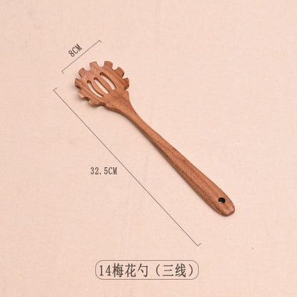Paint-free Wax-free Wooden Cooking Spoon Shovel suit Kitchenware Long Handle Non-stick Pan Stir-frying Shovel Wooden Acacia Soup Spoon