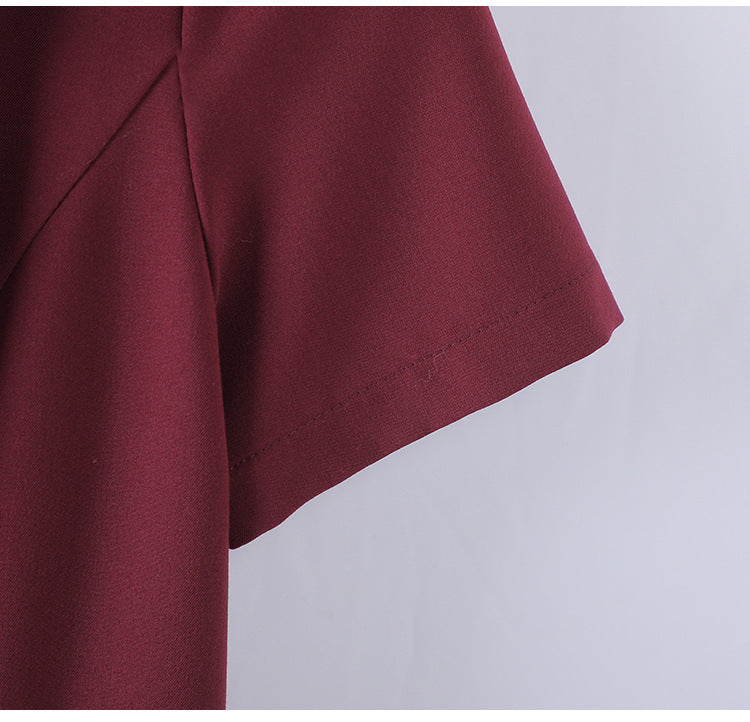 [Elegant Long Skirt] V-neck Short-sleeved dress High-end Work Clothes Mid-length Skirt Spring and Summer Business Wear Uniform