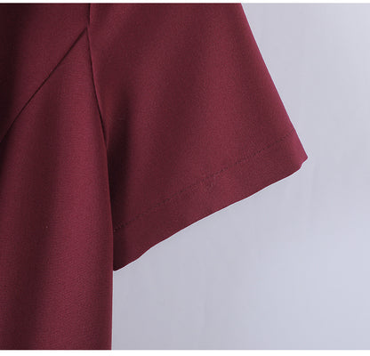 [Elegant Long Skirt] V-neck Short-sleeved dress High-end Work Clothes Mid-length Skirt Spring and Summer Business Wear Uniform