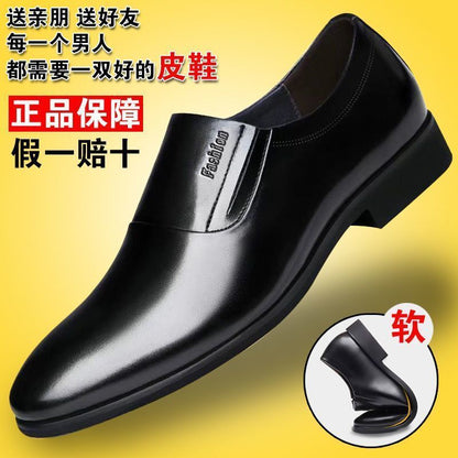 [100% full cowhide] leather shoes men's business formal wear men's leather shoes casual slip-on soft bottom work men's shoes
