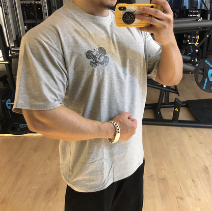 MUSCLE PUNK Original Loose plus size Half-sleeved T-shirt Men's Fashion Brand Printed Fitness Crewneck Top Short-sleeved