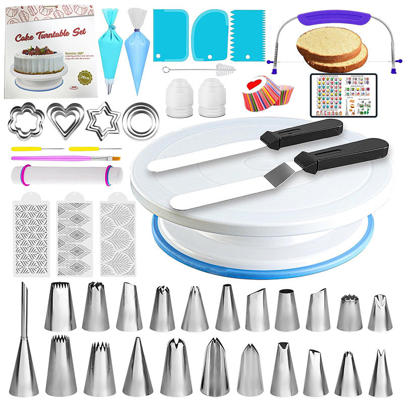 Baking tools suit cake decorating table turntable decorating mouth decorating bag spatula scraper plastic turntable wholesale