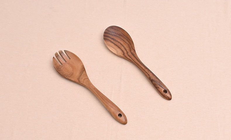 Paint-free Wax-free Wooden Cooking Spoon Shovel suit Kitchenware Long Handle Non-stick Pan Stir-frying Shovel Wooden Acacia Soup Spoon