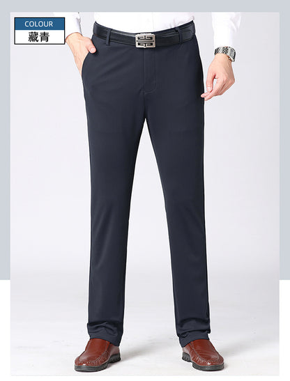 Wholesale Tiger Head Embroidered Stretch Pants Men's Casual Long Pants Men's Black Thin Straight Business Dress Pants