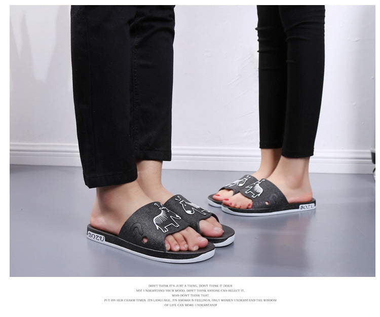 Summer Pvc Bathroom Slippers Home Cartoon Couple Slippers Indoor Cute Bath Non-Slip Sandals Women's Stall