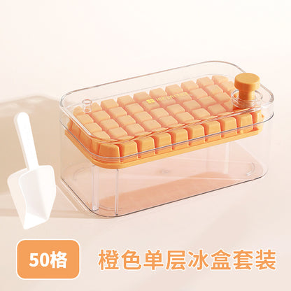 Ice Cube Mold Food Grade Household Pressed Ice Tray Large Capacity Ice Cube Storage Box Refrigerator Homemade Frozen Ice Artifact