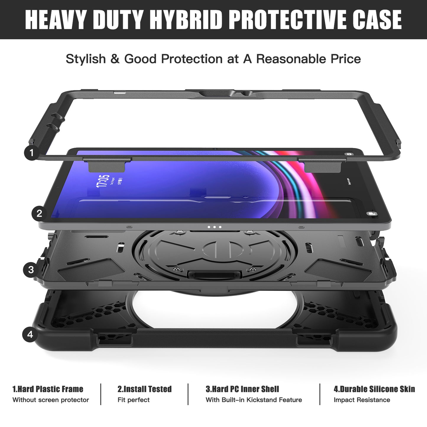 Applicable to Samsung Tab S9 FE/A9PLUS pirate king drop-resistant strap bracket protective cover