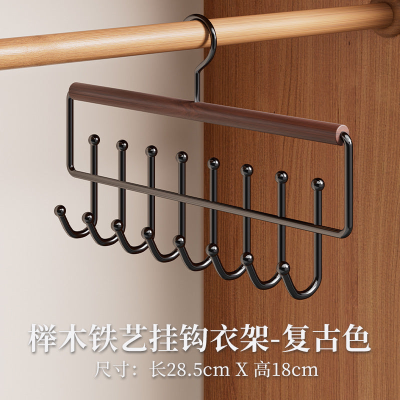 Household Multifunctional Sling Hanger Intimates Vest Storage Artifact Dormitory Solid Wood Hook Wardrobe Clothes Drying Rack Wholesale