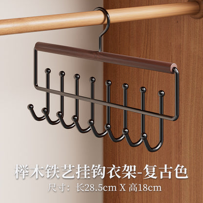 Household Multifunctional Sling Hanger Intimates Vest Storage Artifact Dormitory Solid Wood Hook Wardrobe Clothes Drying Rack Wholesale