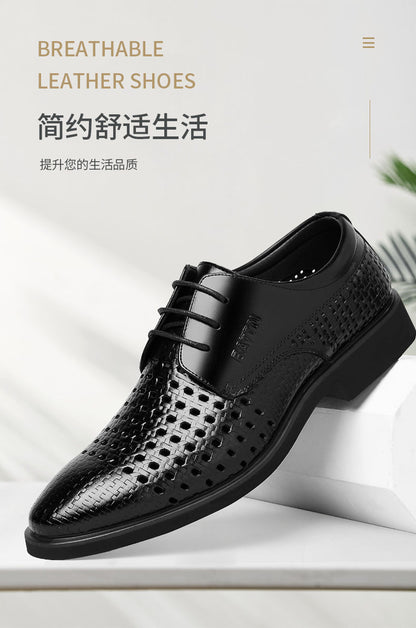 Ba Totem Summer Men's Shoes Genuine Leather Hollow Breathable Leather Shoes Men's Shoes Men's Korean Fashionable Business Dress Shoes Men's
