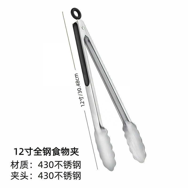 Silicone Clips for Kitchen Non-Stick Pans, Anti-Scalding and High Temperature Resistance, Household Barbecue and Steak Special Set, Stainless Steel Food Clips