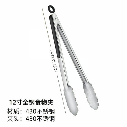 Silicone Clips for Kitchen Non-Stick Pans, Anti-Scalding and High Temperature Resistance, Household Barbecue and Steak Special Set, Stainless Steel Food Clips
