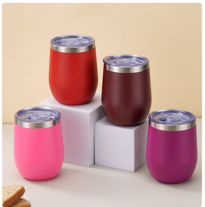 304 Stainless Steel Eggshell Cup Portable Cross-Border U-Shaped Wine Thermos Cup 12oz Cup American Style Wholesale Aviation Cup