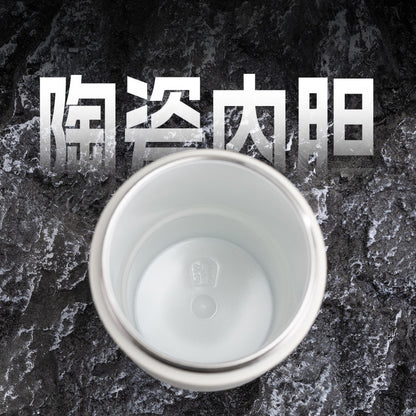 Cross-border high-value 316 stainless steel thermos cup large-capacity double-drink ceramic liner car cup portable handle cup
