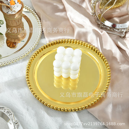 European High-End Metal Round Tray Fruit Cake Plate Baking Afternoon Tea Party Ktv Wedding Table Supplies