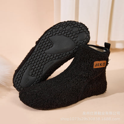 Cross-Border Large Size Shein Winter New Women's Velcro Home Indoor Non-Slip Warm Long Plush Snow Boots