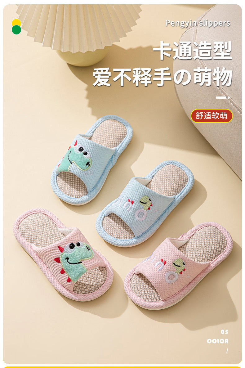 Small Dinosaur Boys and Girls Baby Open Toe Thickened Non-slip Pvc Summer Linen Sandals
