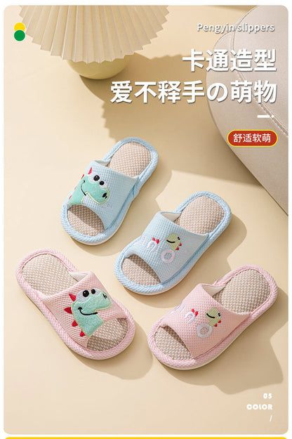 Small Dinosaur Boys and Girls Baby Open Toe Thickened Non-slip Pvc Summer Linen Sandals