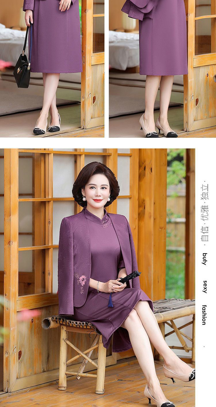 2024 New Chinese Mother's Wedding Dress Two-Piece Wedding Dress for dress Women's Spring and Autumn Middle Year Happy Mother-in-Law Wedding Dress