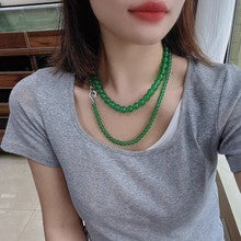 Natural Freshwater Non-nuclear Pearl Double Layer Overlapping Necklace Women's Mother-of-Fritillary Rose Pendant Gold Plated Sweet Light Luxury Set