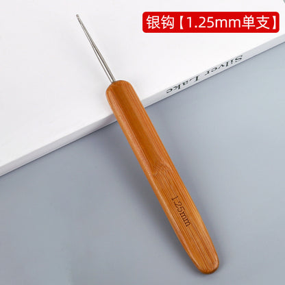 Full Set of Bamboo Handle Crochet Hooks, Bamboo Crochet Yarn Hooks, Handmade Knitting Tools, Sweater Needles, Round Head Carbonized Crochet Set
