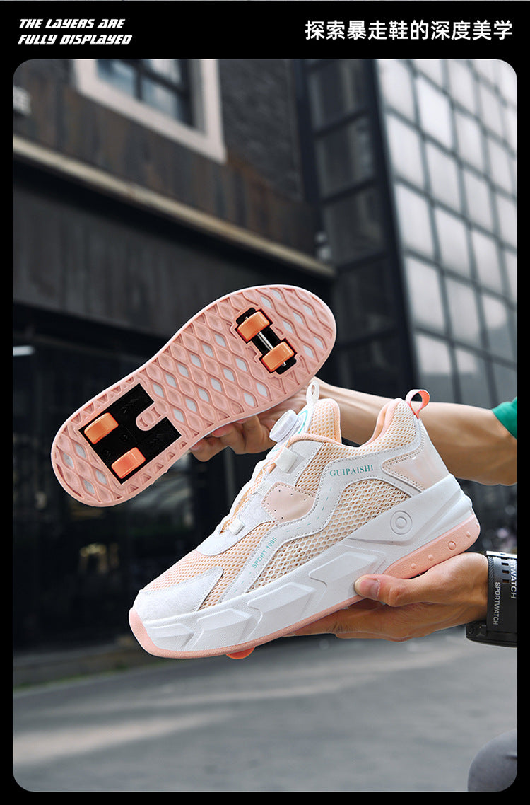 Students heelloo shoes four-wheel children's wheel skates men and women automatic version shoes with wheels in stock wholesale