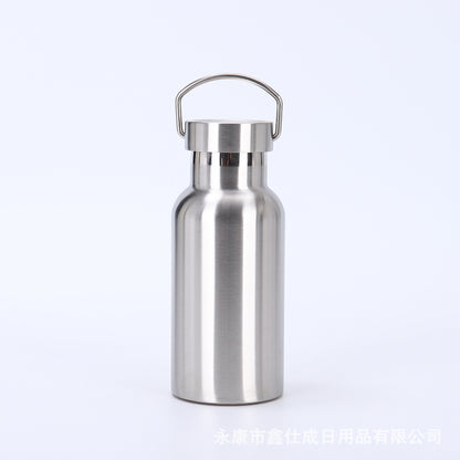 Cross-border factory direct sales 304 stainless steel American thermos portable single and double layer outdoor mountaineering water bottle