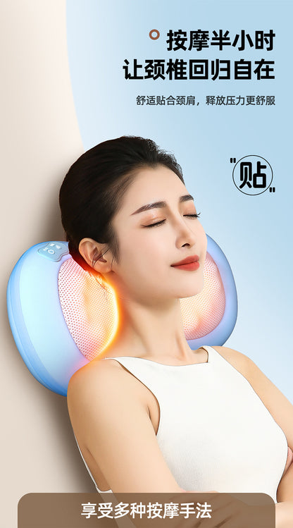 Multifunctional cervical massager neck and shoulder massage pillow home wireless portable kneading hot compress massager