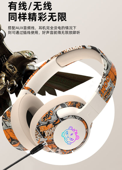 2026 Popular Bluetooth Headphones Over-Ear Headphones with Painted Graffiti Led Lighting 3D Seamless Earcups Private Model