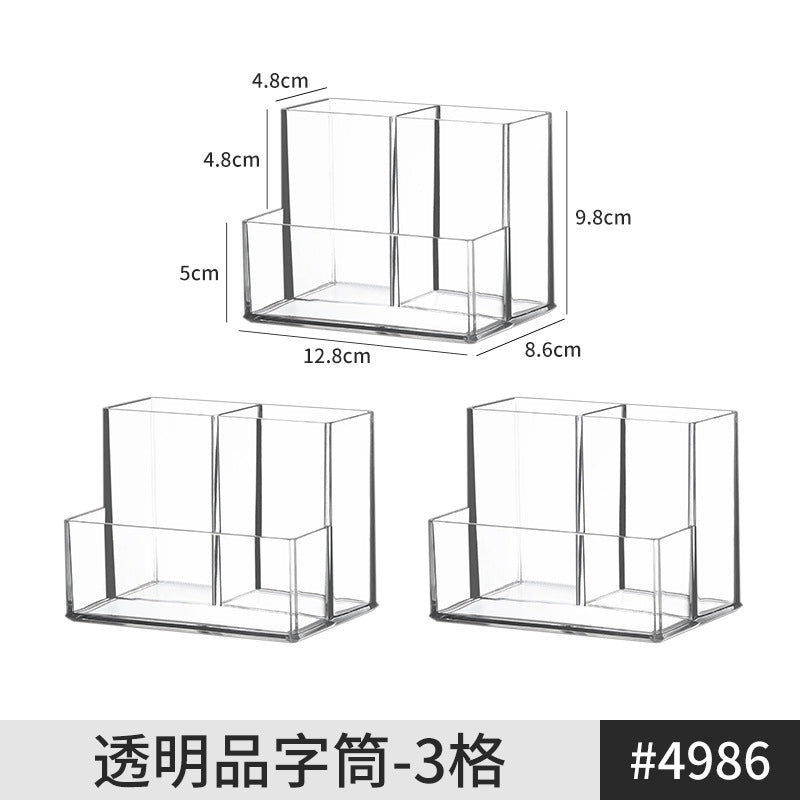 [Multiple Specifications] Transparent Square Storage Tube Detachable Cosmetics Organizer Box Cosmetics Storage Rack Mi Mu