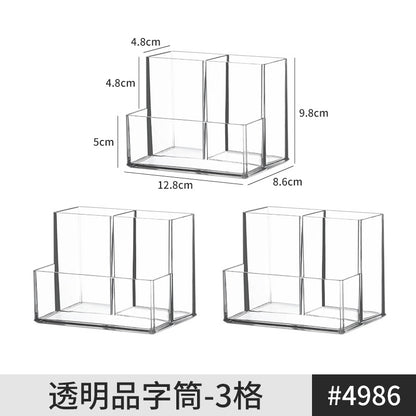 [Multiple Specifications] Transparent Square Storage Tube Detachable Cosmetics Organizer Box Cosmetics Storage Rack Mi Mu