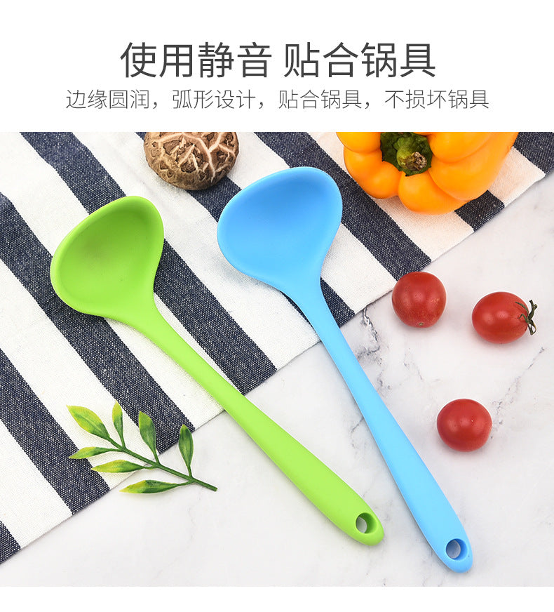 Silicone Mini Soup Spoon Kitchen Cooking Soup Spoon Children's Food Supplemented Soup Spoon Food Grade Material Silicone Soup Spoon 21cm