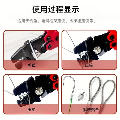 Aluminum Sleeve Crimping Pliers 10inch Multifunctional Wire Rope Pliers Labor-Saving Crimping Pliers Electrician Special Tools Wire Crimping Pliers