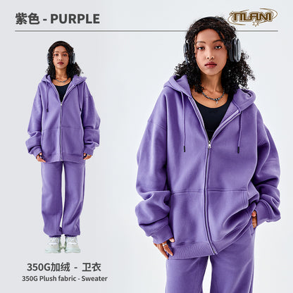 Tilani Men's Sweatshirt Cross-Border Casual Sports Suit Fashionable Pure Color Sweatshirt for Men and Women Simple Zipper Hoodie