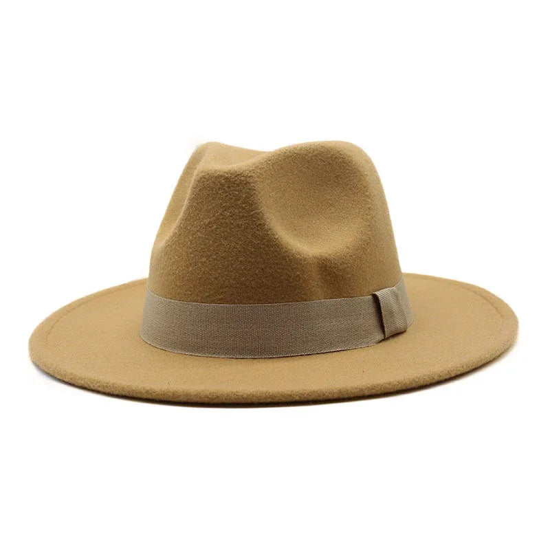 2023 New Hot Wide Brim Felt Fedora Hats With Bee Ribbon Autumn Winter Wedding Party Trilby Hat Men Gentleman Jazz Hats 56-58CM