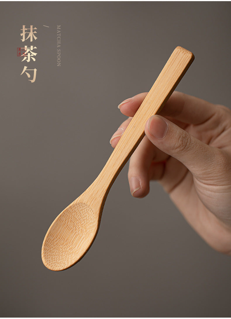 Yao Bian Bamboo Style Ceramic Matcha Four-Piece Set Japanese Matcha Making Tools Tea Bowl Tea Whisk Stand Tea Brush Tea Spoon Accessories