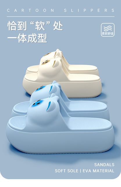 New Sandals and Slippers Women's Summer Thickened Sole Home Elevated Cartoon Non-slip Odor Deodorant Beach Shoes Lightweight Slippers