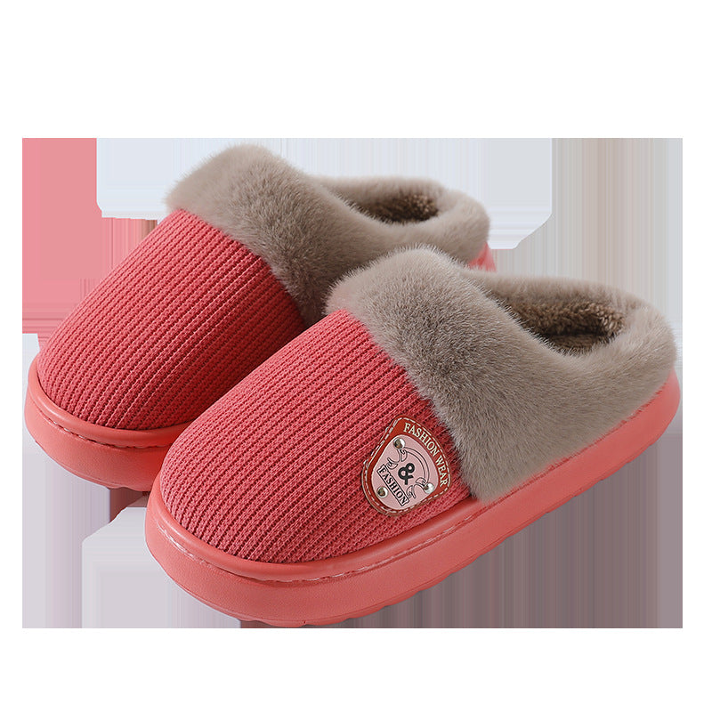Autumn and Winter Cotton Slippers for Women 2025 New Home Indoor Couple Warm Plush Thickeneded Bottom Men's Cotton Slippers