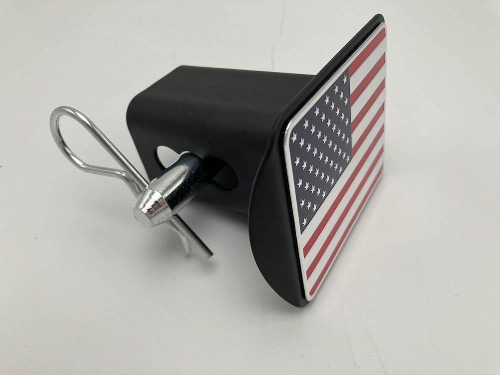 3D three-dimensional red national flag metal trailer hook dust plug car plug cover trailer square port plug American trailer cover